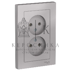 Розетка 2-м ATLAS DESIGN без заземл. 16А в сборе алюм. SchE ATN000320