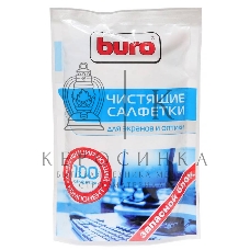 Салфетки Buro BU-Zscreen для экранов мониторов/плазменных/ЖК телевизоров/ноутбуков мягкая упаковка 100шт влажных