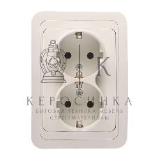 Розетка Makel 2-м СП Mimoza 16А IP20 с заземл. бел./бел.