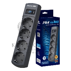Сетевой фильтр Pilot m-MAX 10м, 4 розетки, серый, коробка