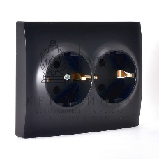 Розетка 2-м СП KARINA термопласт с заземл. черный бархат LEZARD 707-4200-127B