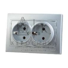 Розетка 2-м СП Мира керам. с заземл. метал. сер. Lezard 701-1010-127