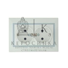 Розетка 2-м СП Мира керам. с заземл. белый/сер. Lezard 701-0215-127