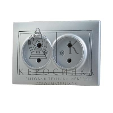 Розетка 2-м СП Мира 16А IP20 без заземл. керам. метал. сер. LEZARD 701-1010-128