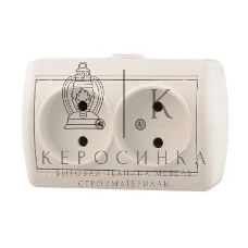 Розетка 2-м ОП Ната 16А IP20 без заземл. керам. белый LEZARD 710-0200-128