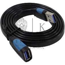 Кабель-удлинитель Vention USB 3.0 AM/AF - 1м плоский VAS-A13-B100