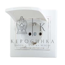 Розетка 1-м СП Мира с защ. крышкой керам. с заземл. белый/белый Lezard 701-0202-123