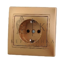 Розетка 1-м СП Мира керам. с заземл. метал. зол. Lezard 701-1313-122