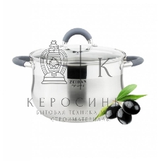 Кастрюля со стеклянной крышкой - Zeidan Z-50251 3,0 л (д.18х11.5 см), нерж.сталь, внутренняя - матовая полировка, снаружи - комбинированная полировка, шкала литража, ручки с силиконовым покрытием, КАПСУЛИРОВАННОЕ ДНО, ПОДАРОЧНАЯ УПАКОВКА С ПЛАСТИКОВОЙ РУЧ
