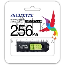Флешка USB ADATA UC300 (ACHO-UC300-256G-RBK/GN), 256Gb, Type-C USB 3.2, R/W 100/30, черный/зеленый
