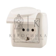 Розетка 1-м ОП Ната с защ. крышкой керам. с заземл. белый Lezard 710-0200-123