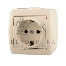 Розетка 1-м ОП Ната керам. с заземл. крем. Lezard 710-0300-122