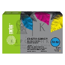 Чернила Cactus CS-GT51-52M/C/Y голубой/пурпурный/желтый/черный набор 4x100мл для DeskJet GT 5810/5820/5812/5822