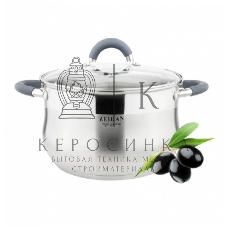 Кастрюля со стеклянной крышкой Zeidan Z-50252 4,0 л (O20х12.5 см), нерж.сталь, внутренняя - матовая полировка, снаружи - комбинированная полировка, шкала литража, ручки с силиконовым покрытием, капсулир. дно, подарочная упаковка с пластиковой ручкой