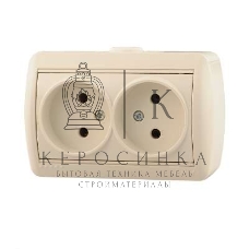 Розетка 2-м ОП Ната 16А IP20 без заземл. керам. крем. LEZARD 710-0300-128