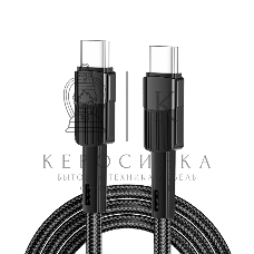 Кабель Rexant Type-C – Type-C, 3A, 60Вт, 1м, в черной нейлоновой оплетке