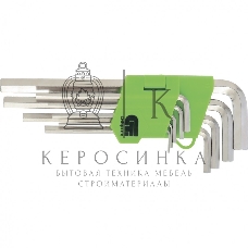 Набор ключей Сибртех имбусовых HEX, 1,5-10 мм, 45x, закаленные, 9 шт., короткие, никель.