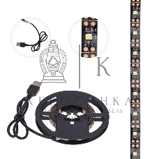 Лента светодиоднаяс USB-коннектором 5 В IP23 SMD 2835 60 LED/м 2 м теплый белый (2700 K) LAMPER
