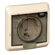 Розетка 1-м СП Этюд защ. шторки с заземл. IP44 крем. SchE PC16-044K