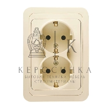 Розетка Makel 2-м СП Mimoza 16А IP20 с заземл. крем/крем