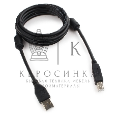 Кабель USB2.0 Pro Cablexpert CCF2-USB2-AMBM-6, AM/BM, 1.8м, экран, 2феррит.кольца, черный, пакет