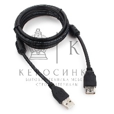 Кабель Cablexpert USB2.0 Pro CCF2-USB2-AMAF-6, AM/AF, 1.8м, экран, 2феррит.кольца, черный, пакет
