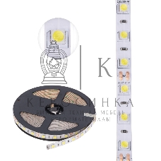 Лента светодиодная 5 м 12 В 5050 6500 К IP65 60 LED/м для БП с клеммами LAMPER