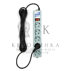 Фильтр-удлинитель Power Cube B 5,0 м 5 розеток (серый) 10А/2,2 кВт