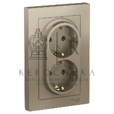 Розетка 2-м AtlasDesign с заземл. 16А в сборе шампань SchE ATN000524