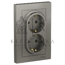 Розетка 2-м СП AtlasDesign 16А IP20 с заземл. в сборе сталь SchE ATN000924