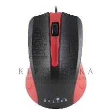 Мышь проводная Oklick 225M черный/красный, 1200 dpi, USB, кнопки - 3
