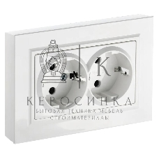 Розетка 2-я с з/к/ш IEK BRITE 16А в сб. РСш12-3-БрБ белый