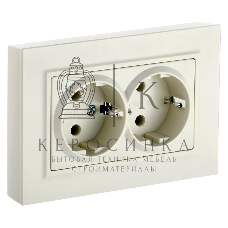 Розетка 2-я с з/к/ш IEK BRITE 16А в сб. РСш12-3-БрКр беж.