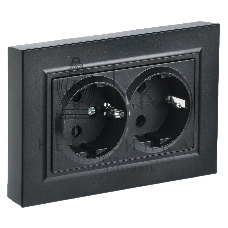 Розетка 2-я с з/к/ш IEK BRITE 16А в сб. РСш12-3-БрЧ черный