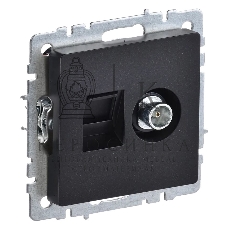 Розетка телевизионная двойная IEK BRITE TV+RJ45 кат.5E РТВ/РК12-БрЧ черный