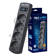 Сетевой фильтр Pilot m-MAX 3 м, 4 розетки, серый, коробка