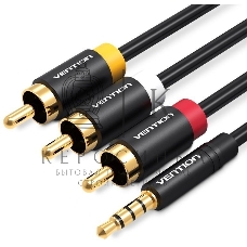 Кабель Vention аудио Jack 3,5 мм M/3RCA M - 1.5м Черный