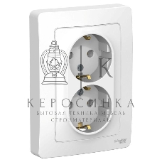 Розетка 2-м СП Blanca 16А 250В без шторок с заземл. бел. SchE BLNRS001021