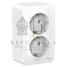 Розетка 2-м ОП Blanca 16А IP20 250В с заземл. защ. шторки с изолир. пластиной белый SE BLNRA011211