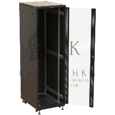 Шкаф серверный Hyperline (TTbR-4261-AS-RAL9004) напольный 42U 600x1000мм пер.дв.стекл задн.дв.спл.стал.лист 2 бок.пан. 800кг черный 910мм 2055мм IP20 сталь