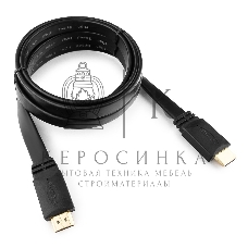 Кабель Cablexpert HDMI CC-HDMI4F-6, 19M/19M, v2.0, медь, позол.разъемы, экран, плоский кабель, 1.8м, черный, пакет