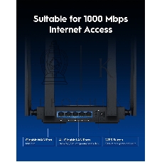 Маршрутизатор Cudy BE3600 Gigabit Dual Band Wi-Fi 7 Mesh Router, Chipset Broadcom, 802.11be/ax/ac/a/b/g/n, 2882Mbps at 5GHz + 688Mbps at 2.4GHz, 5 x 10/100/1000Mbps Ports, 4 x 5dBi fixed antennas, WiFi router/AP/Repeater/WISP Mode, PPTP/L2TP/OpenVPN/WireG