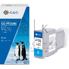 Картридж струйный G&G GG-PFI320C (PFI-320C) голубой (300 мл) для Canon imagePROGRAF TM-200/200MFP/205/300/300MFP/305