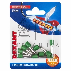 Наконечник штыревой втулочный Rexant изолированный, F-12 мм, 6 мм², НШВи 6.0-12/Е 6,0-12/E6012, зеленый, в упак. 10 шт.