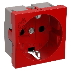 Розетка 1-м Праймер 2мод. 45х45 РКС-20-32-П-К с заземл. красн. ИЭК CKK-40D-RSZK2-K04-K