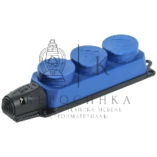 Розетка 3-м ОМЕГА РБ33-1-0м IP44 каучук син. ИЭК PKR61-016-2-K07