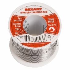 Припой с канифолью Rexant 250 гр. 0.6 мм/Sn60 Pb40 Flux 2.2%/