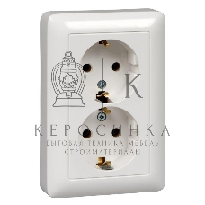 Розетка С/У с з/к со шторками 16А 250В, белый. ХИТ двойная Розетка С/У с з/к со шторками 16А 250В, белый. ХИТ двойная