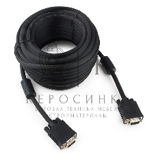 Кабель VGA Premium Cablexpert CC-PPVGA-15M-B, 15M/15M, 15м, черный, тройной экран, феррит.кольца, пакет