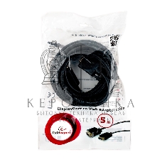 Кабель DisplayPort->VGA Cablexpert CCP-DPM-VGAM-5M, 5м, 20M/15M, черный, экран, пакет